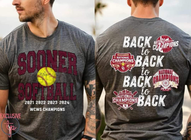 Sooners Softball Champions Oklahoma Front or Back